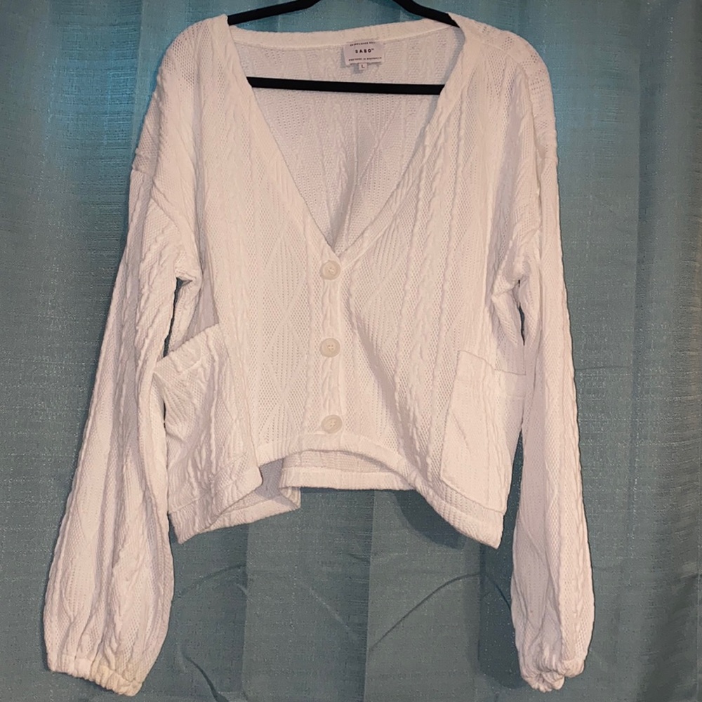 White Cropped Cardigan